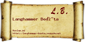 Langhammer Beáta névjegykártya